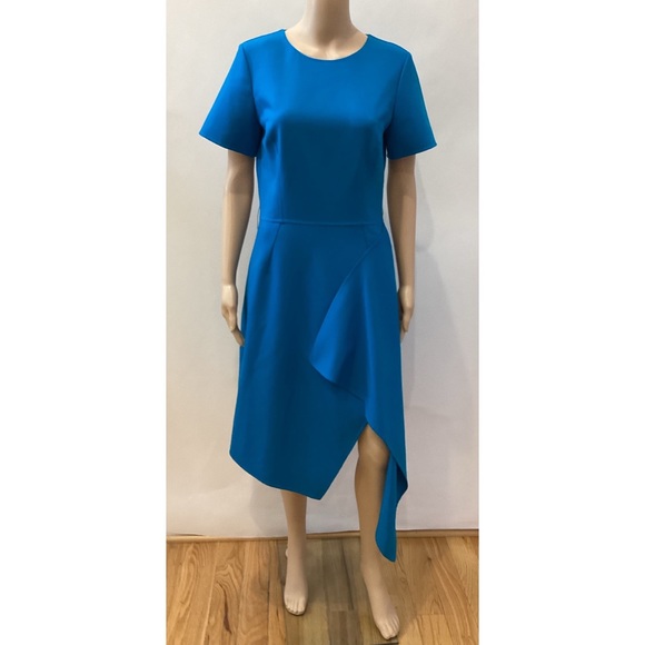 OSCAR DE LA RENTA ASYMMETRIC WOOL BLEND DRESS SZ 8 - Picture 2 of 6